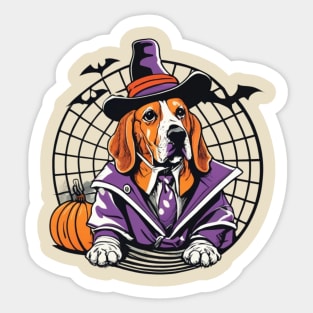 basset hound pumpkin Sticker